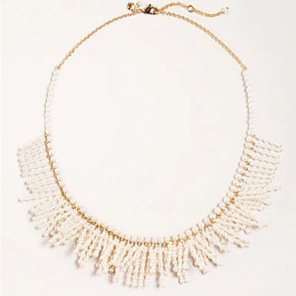 🦪 ANN TAYLOR PEARLIZED FRINGE NECKLACE 🦪 - Picture 1 of 8
